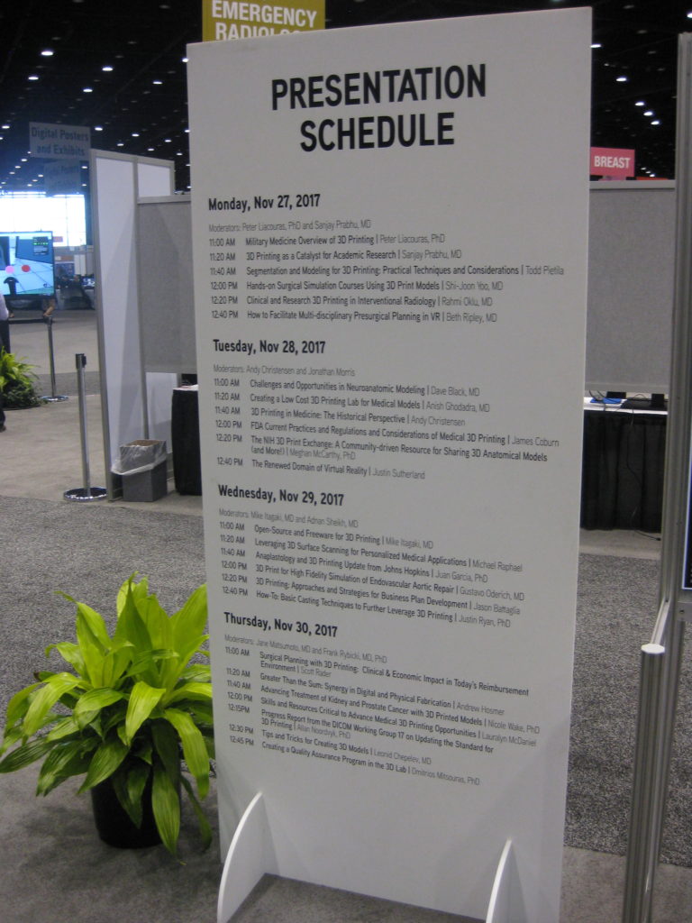 RSNA 3D Printing Schedule