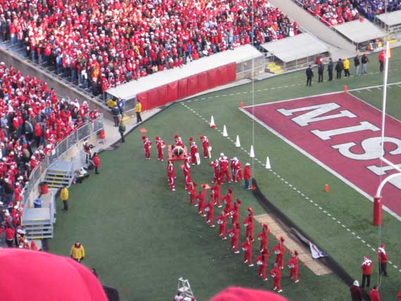 bucky the badger doing pushups - Northwestern vs. Wisconsin at Camp Randall 2010