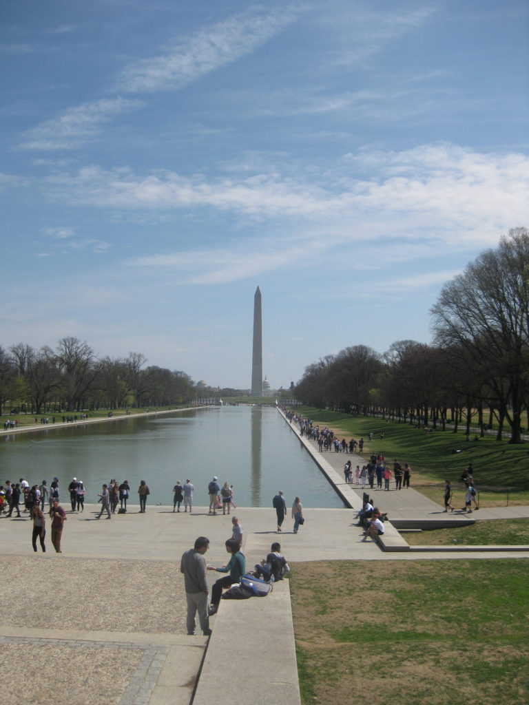 reflecting pool national mall washington dc e1554677748947 768x1024 - Washington D.C., Cherry Blossoms, and National Museum of African Art April 2019