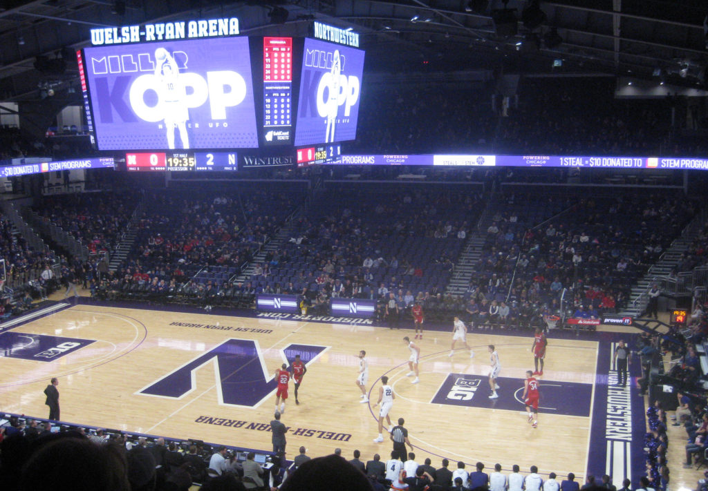 nebraska dribbling college basketball evanston illinois 1024x711 - Nebraska vs Northwestern Basketball at Welsh-Ryan Arena 2020