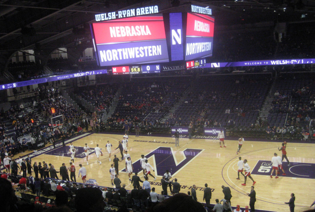 northwestern nebraska basketball warmups 1024x689 - Nebraska vs Northwestern Basketball at Welsh-Ryan Arena 2020